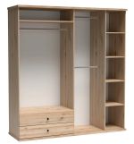 Šatní skříň se zrcadlem 200, barva dub artisan/černá