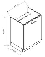 D60PC d. skříňka 1-dveřová pod varnou desku CARLO šedá grafit/artisan