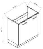 D80ZL d. skříňka 2-dveřová pod dřez CARLO šedá grafit/artisan