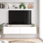 HARID závěsný TV stolek, barva borovice + bílá
