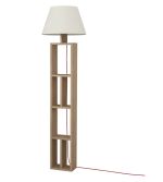 Stojací lampa s regálem GORNIO, barva dub/bílá