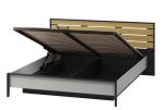 Postel s ÚP a LED 160, barva šedá/černá/dub