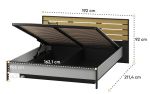 Postel s ÚP a LED 160, barva šedá/černá/dub