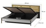 Postel s ÚP a LED 180, barva šedá/černá/dub
