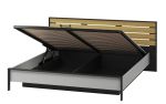 Postel s ÚP a LED 180, barva šedá/černá/dub