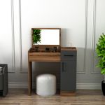 JUKTA toaletní stolek se zrcadlem, ořech světlý / antracit