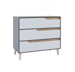 WOOD komoda se zásuvkami, antracit/bílá/dub Craft zlatý