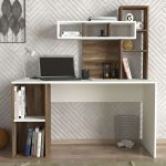 ZAKIMI designový psací stůl, bílá/ořech