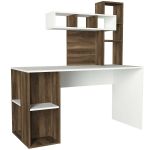 ZAKIMI designový psací stůl, bílá/ořech