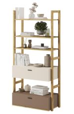 Regál se 2 zásuvkami 85 LIMERA barva dub artisan/béžová/lanýž