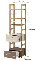 Regál se 2 zásuvkami 51 LIMERA barva dub artisan/béžová/lanýž