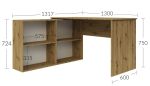 Pracovní stůl rohový CORONIL dub artisan