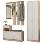 Předsíňová stěna se skříní a polstrem ORION dub sonoma/bílá