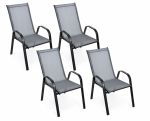Zahradní kovové křeslo 4 ks DARMA černá/tm. šedá látka