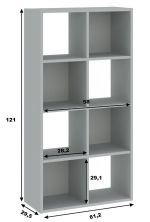 Regál vysoký 8P CARINO šedá