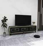ZAGORA TV stolek na nožičkách, černý mramor / zlatá