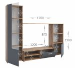 Obývací stěna JUKA šedý grafit/dub craft tabaco