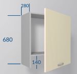 horní vysoká skříňka nad digestoř š.60, v.68, Horizon W6068, grafit/beton