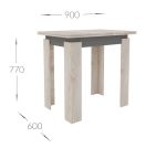 Jídelní stůl rozkládací MANZINI 90x60 cm sv. šedá/antracit