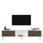 LARING TV stolek na nožičkách, bílá / ořech