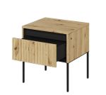 Noční stolek 1S s LED IPOLIS dub artisan/černá