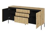 Komoda 2D3S s LED IPOLIS dub artisan/černá
