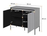 Komoda 2D s LED IPOLIS šedá/černá