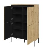 Komoda 4D s LED IPOLIS dub artisan/černá