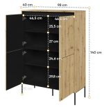 Komoda 4D s LED IPOLIS dub artisan/černá