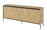 Komoda 4D nizká s LED IPOLIS dub artisan/černá