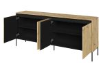 Komoda 4D nizká s LED IPOLIS dub artisan/černá