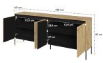 Komoda 4D nizká s LED IPOLIS dub artisan/černá