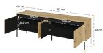 Televizní stolek 4D s LED 167 IPOLIS dub artisan/černá