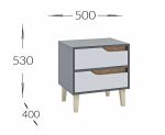 WOOD noční stolek 2S, antracit/bílá/dub Craft zlatý