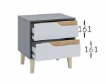 WOOD noční stolek 2S, antracit/bílá/dub Craft zlatý
