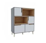 WOOD nízký regál, antracit/bílá/dub Craft zlatý