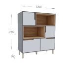 WOOD nízký regál, antracit/bílá/dub Craft zlatý