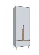 WOOD šatní skříň NO2, antracit/bílá/dub Craft zlatý