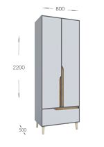 WOOD šatní skříň NO2, antracit/bílá/dub Craft zlatý