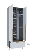 WOOD šatní skříň NO2, antracit/bílá/dub Craft zlatý