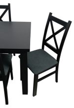 Jídelní sestava 4+1 LABRUM 100x70 cm černá/potah Moric 8 Jídelní sestava 4+1 LABRUM 100x70 cm černá/potah Moric 8