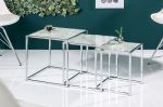 3SET konferenční-odkládací stolek ELEMENTS WHITE skleněný mramor