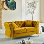 Pohovka EMY 162 CM hořčicová/zlatá Pohovka EMY 162 CM hořčicová/zlatá