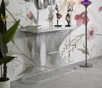 Konzolový stolek STRIPE 120 CM bílý/stříbrný