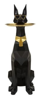 Socha/mísa CANE 91 CM černá/zlatá