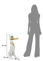 Socha/mísa CANE 74 CM bílá/zlatá