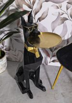 Socha/mísa CANE 91 CM černá/zlatá