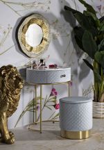 Toaletní stolek SHARON 70 CM nebesky modrý/zlatý