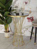 Barový stůl TOWER NEW 103 CM černý/zlatý