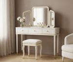 Toaletní stolek CAMILLE 120 CM bílý/zlatý